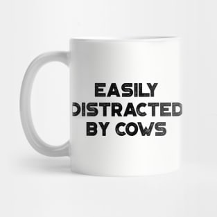 Easily Distracted By Cows Funny Vintage Retro Mug